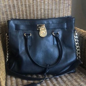 Michael Kors Large Hamilton Tote Black Leather